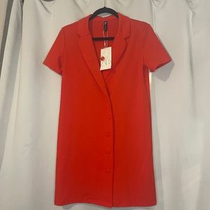 Zara Red Button Down Mini Dress